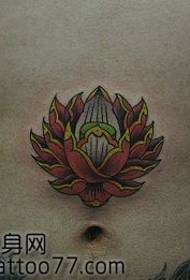 trebušni vzorec tetovaže lotosa v evropskem in ameriškem slogu
