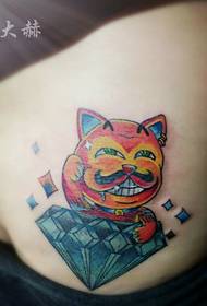 hip a cat ໂຊກດີແລະຮູບແບບ tattoo ເພັດ