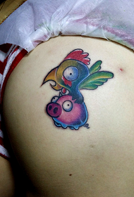 séiss Cartoon Little Pig Chick Tattoo 31117 - schéine rose Hip Tattoo op der Taille 31118 - weiblech Hip Dragon Tattoo Muster