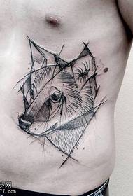 малюнак татуіроўкі на лініі галавы воўка
