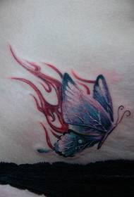 abdomen good-looking fashion butterfly flame tattoo pattern