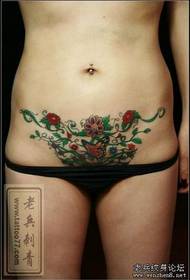 mage tatovering mønster: skjønnhet magen farge sommerfugl blomster vintreet tatovering mønster