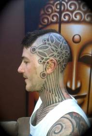 tatuaggio decorativo originale testa grande punto grigio stile pittura