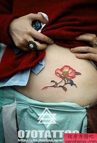 девојка трбух популаран фини цветни узорак тетоважа