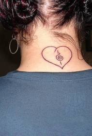 Motif de tatouage en forme de cœur de ligne noire du cou