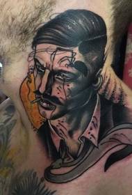 Szürreális színű dohányzó ember tetoválás