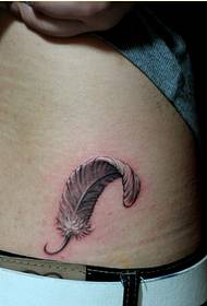 ຄົນອັບເດດ: ທ້ອງສ່ວນບຸກຄົນທີ່ເບິ່ງຮູບແບບ tattoo feather ສີດໍາແລະສີຂາວທີ່ດີ