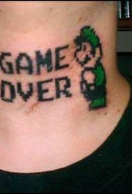 patró de tatuatge de color de Mario al coll