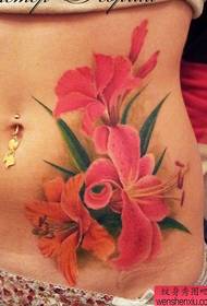 uzuri tumbo nzuri maua lily maua tattoo muundo