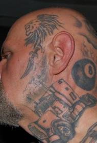 Hoofd leeuw en nek auto tattoo patroon