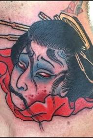 Aasian perinteinen väri nainen syntymä tatuointi malli