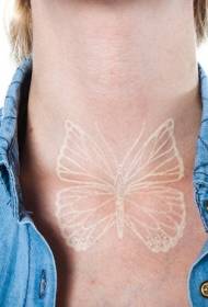 шея белая бабочка невидимый рисунок татуировки