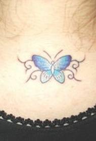 Zilās krāsas tauriņa kakla tetovējums
