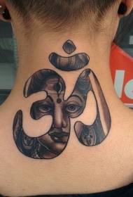 Simbolo nero religioso del collo con il modello del tatuaggio di Buddha