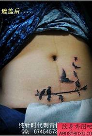 женски прекривач ожиљака на трбуху - узорак птичје тетоваже