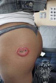 Girls hip fashion trend lip print and letter tattoo pattern