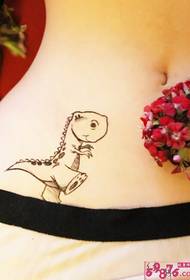 Personnalité abdomen mignon petit motif de tatouage de dinosaure