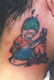 pola tato kartun leher kartun gulu