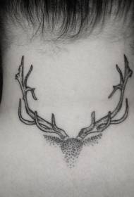 Nek Eenvoudige Swart Antler Tattoo Patroon