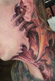 Hals Demone Knach 3d gemoolt Tattoo Muster