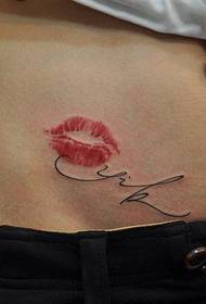 Abdominal Personality Lip Print Tattoo Pattern