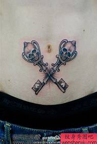 a belly popular skull key tattoo pattern