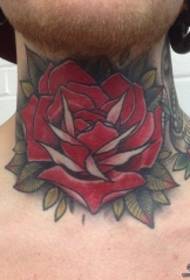 Europski i američki uzorak tetovaže crvene ruže za vrat