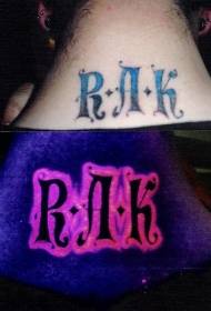 Nacken Buchstaben fluoreszierende Tattoo-Muster