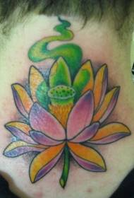 mudellu di tatuu di lotus di culore di u collu maschile