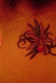 collo per favore umore motivo floreale tatuaggio