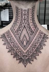 hrbtni in vratni baročni nakit črno-beli vzorec tatoo