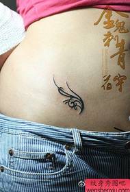 djevojka trbuh prekrasan totem mali uzorak krila tetovaža
