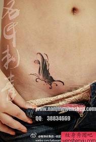 fată burtă popular model de tatuaj fluture alb-negru