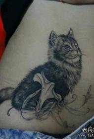 девојка трбух црно сиви мачић тетоважа узорак 30684-лепота трбух прелепо изгледа крила тетоважа узорак