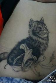 babaye nga tiyan usa ka itom nga grey kitten tattoo nga sumbanan 30684-kaanyag sa tiyan nga matahum nga tan-awon ang mga pako nga parisan sa tattoo