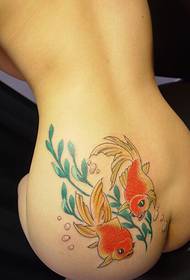 pinggang kecantikan dan pinggul warna corak tatu ikan emas kecil