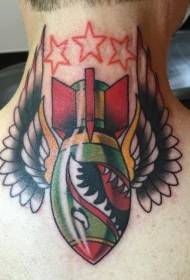 Hals witzeg winged Bombe Tattoo Muster