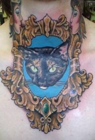pescoço cor assustador gato retrato tatuagem padrão