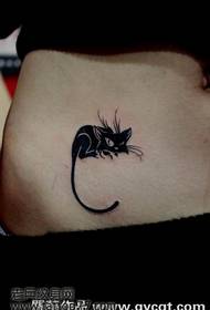 beauty abdomen cute totem cat tattoo pattern