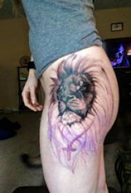 Lion King Tattoo Girl's Buttocks Painted Lion King Tattoo Picture