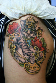 ženski stražnjica boja mačka tetovaža uzorak
