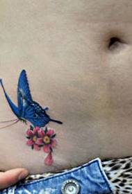 Modello di tatuaggio Sakura di farfalla dell'addome delle ragazze di colore