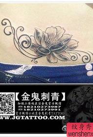 skönhet mage vacker svart grå lotus tatuering mönster