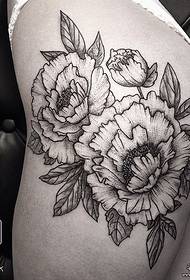 hip peony sexy black gray tattoo tattoo Pattern