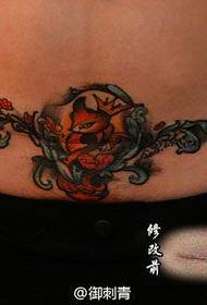 padrão de tatuagem de raposa clássica de barriga de menina