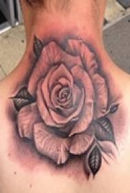 sa likod ng leeg Graceful Art Rose Tattoo