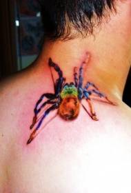 modello di tatuaggio ragno acquerello collo maschile