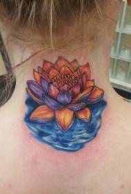 გოგონა კისრის ლამაზი ფერი პატარა lotus Tattoo ნიმუში