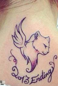 Hals Flying Cat Tattoo mønster