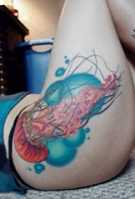 hip tatuointi tytöt lonkat värillinen meduusoja tatuointi kuvia
